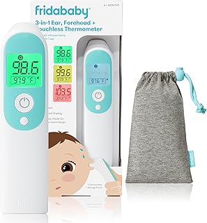 Frida Baby Thermometer, 3-in-1 Infrared Thermometer for Ear, Forehead & Touchless, Fever Thermometer for Baby, Infants, Toddlers, Kids & Adults
