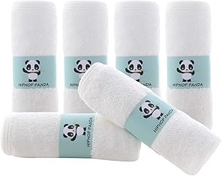 Sponsored Ad - HIPHOP PANDA Baby Washcloths, Rayon Made from Bamboo - 2 Layer Ultra Soft Absorbent Newborn Bath Face Towel - Reusable Baby Wipes for Delicate Skin - White, 6 Pack