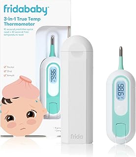 Frida Baby 3-in-1 Rectal, Underarm & Oral Thermometer for Kids, Digital Baby Thermometer for Infants, Toddlers, & Kids, Quick & Accurate Temperature Check, Includes Carrying Case for Storage