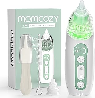 Momcozy Baby Nasal Aspirator, 3 Suction Levels Electric Nasal Aspirator for Baby, Newborn and Toddler, Portable Baby Nose Aspirator with Light Soothing and Music