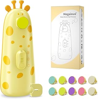 Baby Nail Trimmer Electric Baby Nail File with Light 10 Grinding Heads Safe Quiet Baby Nail Grooming Care Kit for Newborn Infant Toddler Toes Fingernails - Orange