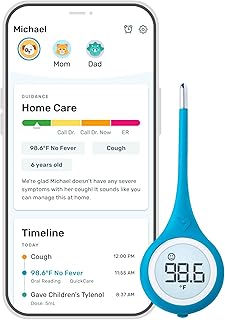 Kinsa Smart,Fever, Digital Medical Baby, Kid and Adult Termometro - Accurate, Fast, FDA Cleared Thermometer for Oral, Armpit or Rectal Temperature Reading - QuickCare
