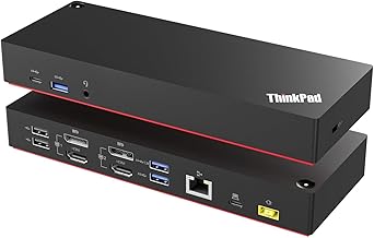 ThinkPad 40AF0135 Universal Hybrid USB-C with USB-A Adapter Docking Station for Lenovo Laptops, Dual Monitor, Comes with ITSPWR HDMI 4K Cable + DP Cable+ Cleaning Cloth