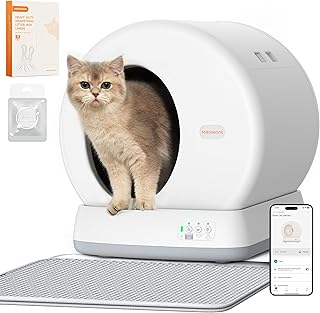 Sponsored Ad - MeoWant Self Cleaning Cat Litter Box, Automatic Cat Litter Box with Integrated Safety Sensors, APP Control, Odor-Free, Large Capacity for Multi Cats with Mat & Liner