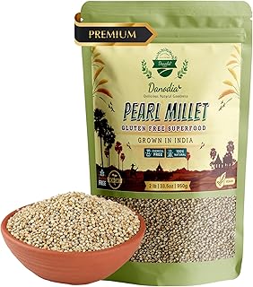 Danodia Foods Organic Pearl Millet (Bajra) (2 lbs | 950g | 33oz) | Unpolished, Whole Grain, Gluten-Free, Hulled Superfood | Natural, Non-GMO, Vegan, High Fiber & Protein |Rotis, Khichdi & Porridge