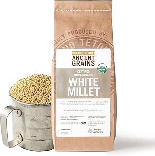 100% Organic White Millet by Grand Teton Ancient Grains | Shelled, Gluten-Free, Hulled Grain for Salads, Pilafs, & Soups | Whole Grain Ready for Milling, (5 Pounds)