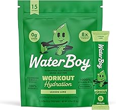Waterboy Workout Hydration | 2,960mg Sugar Free Electrolyte Powder Packets | L-Glutamine + Vitamins | No Sugar, All Natural, Gluten Free | 15 Drink Stick Mixes (Lemon Lime)