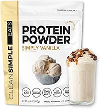 Clean Simple Eats Whey Protein Powder, Simply Vanilla Flavor Naturally Sweetened, 100% Grass Fed Protein Powder with Digestive Enzymes & No Artificial Ingredients, Gluten Free, 30 Servings