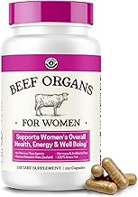 Beef Organ Supplement for Women - Beef Liver, Kidney, Heart and Uterus Tissue, Supports Women's Overall Energy and Health - Pasture Raised in New Zealand - No Fillers or Flow Agents - 120 Capsules