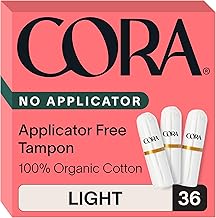 Sponsored Ad - Cora Non-Applicator Tampons - 100% Organic Cotton | Ultra-Absorbent, Unscented, Natural, Non-Toxic, Applicator Free | Eco-Conscious (36 Light Tampons)