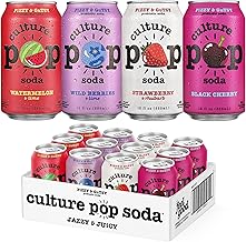 Culture Pop Soda, Jazzy & Juicy Variety Pack, Probiotic Low Sugar Soda, Sparkling Juice Alternative, Non-GMO, Kosher, Gluten-Free, No Stevia (12pk)
