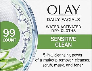 Daily Facials for Clean Sensitive Skin, Makeup Remover Wipes, Soap-Free and Fragrance-Free Cleanser Cloths, 33 Count (Pack of 3)