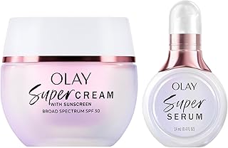 Super Cream with Sunscreen SPF 30 (1.7 oz) + Super Serum Trial Size (0.4 oz) - Utimate Lightweight Face Moisturizer - Vitamin C & E, Hyaluronic Acid, Niacinamide - Hydrate, Smooth, Brighten
