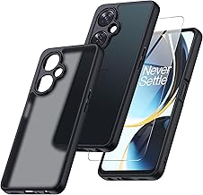 for OnePlus Nord N30 5G Case with Glass Screen Protector, Non-Yellowing Translucent Matte Shockproof Bumper Case, Slim Thin Yet Military Grade Drop Proof Phone Cover
