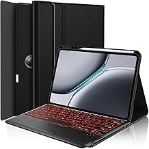Touchpad Keyboard Case for OnePlus Pad 2 (12.1 Inch, 2024 Model), 7 Colors Backlight Wireless Trackpad Keyboard PU Folio Stand Cover Case with Pen Holder for 12.1” OnePlus Pad 2 2024 Released