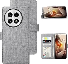 for OnePlus 13 Wallet Case, PU Leather Flip Folio with [Shockproof TPU Inner Case], Kickstand Card Slots Ultra Slim Strong Magnetic Closure Cover for OnePlus 13 5G 2025 (Gray)