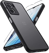 Slim Fit for OnePlus Nord N300 5G Case with Screen Protector [Ultra Thin] [Camera Cover] Full Protection Flexible Bumper Hard Matte PC Back Cover for One Plus N300 5G (Black)