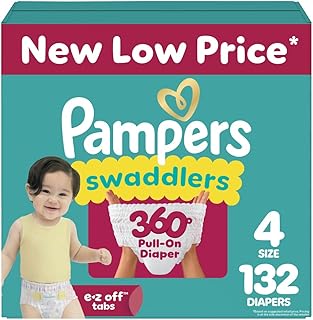 Sponsored Ad - Diapers - Swaddlers 360° - Size 4, 132 Count, up to 100% Leakproof Comfy Dry Fit, Designed for Easy Changes, Pull On Baby Diaper (Packaging May Vary)