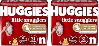 Little Snugglers Baby Diapers, Size Newborn (up to 10 lbs), 31 Ct, Newborn Diapers (Pack of 2)