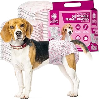 Female Dog Wrap, Disposable Diapers with Wetness Indicator, Small, 50 Count