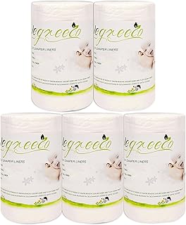 Unscented Diaper Liners - Fragance Free and Chlorine Free Cloth Diaper Liners - 100 Sheets Per Roll (5 Roll)