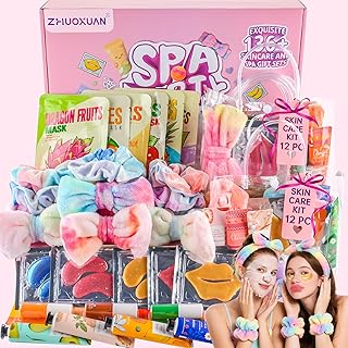 136Pcs Spa Party Supplies Set - 12 Spa Day Kits with Face/Lip/Eye/Hand/Foot Care,Party Favors for Sleepovers,Birthdays,Slumber Party & Relaxation,All Skin Types Safe