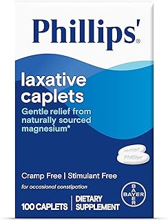 Laxative Caplets, With Naturally Sourced Magnesium Supplement for Gentle Relief of Occasional Constipation, Cramp and Stimulant Free Laxatives, 100 Caplets