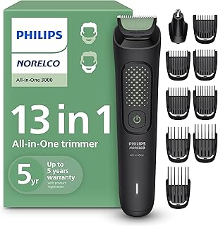Philips All-in-One 3000 Series 13 in 1 Trimmer, Beard Styler & Men's Hair Clipper, 9 Length Settings & Self-Sharpening Skin-Friendly Blades, MG3919/50