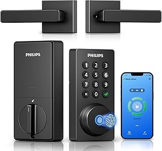 Sponsored Ad - WiFi Deadbolt Smart Lock with Handle, APP/Voice/Fingerprint/Passcode/Key Unlock, Smart Locks for Front Door with Handle Set, Backlit Keypad Deadbolt, Keyless Entry, Remote Control, Auto