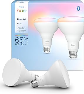 Essential Smart LED BR30 Bulb 2-Pack, White and Color Ambiance, E26, 7.2W, 2200K-6500K, 650 Lumens, Dimmable, Works with Alexa, Google Assistant, Apple Home