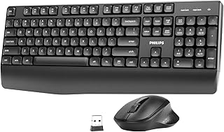 Wireless Keyboard and Mouse Combo-Ergonomic Keyboard and Mouse Wireless Combo with Silent Design,Plug n' Play,Sleep Mode and 2.4GHz Keyboard for Mac, Windows, Laptop-Black