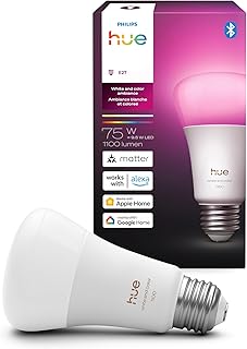 Smart LED A19 Bulb, White and Color Ambiance, E26 Base, 10.5W, Full Spectrum Light 1000K-20000K, 1100 Lumens, Dimmable, Works with Alexa, Google Assistant, and Apple Home, 1 Pack