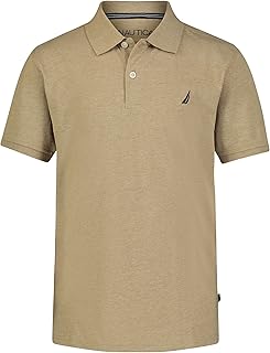 Boys' Short Sleeve Anchor Polo, Button Closure, Soft & Comfortable, Pique Fabric