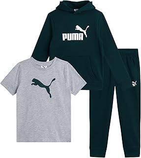 Toddler Boys Pants Set - 3 Piece Active T-Shirt, Fleece Hoodie Sweatshirt, and Jogger Pants Set for Little Boys (2T-7)