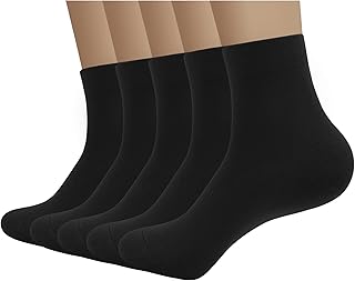 Sponsored Ad - Viscose Bamboo Men's Breathable Quarter Thin Ankle High Socks - Comfort Cool Soft 5 Pairs