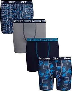 Boys Boxer Briefs - 4 Pack Performance Soft Stretch Breathable 5” Inseam Boxer Briefs Boys Underwear (6-18)