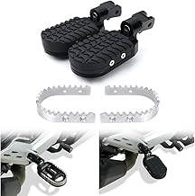 Motorcycle Foot Peg Pedals, 360 Adjustment Stainless + Rubber Wide Rest Footpegs Fit for Royal Enfield Meteor 350 2021-2024, Classic350 2022-2024 Larger Foot Pedals