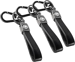 Premium Leather Metal Keychain with Keyring for Royal Enfield, Black 3Pcs