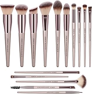 ZOREYA Makeup Brushes, 15 Pcs Professional Premium Synthetic Brush Set, Foundation Concealer Eyeshadow Blush Makeup Brush Set (Champagne Gold)