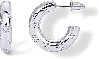Sponsored Ad - PAVOI 14K Gold Plated Star Shine Hoop Earrings for Women | Cubic Zirconia Celestial Chunky Hoops Earrings