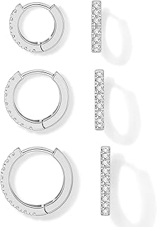Sponsored Ad - micuco 3 Pairs Small Hoop Earrings Tiny Cartilage Earrings for Women Cubic Zirconia Earrings Huggie Hoop Ear Piercing Earrings for Men 8mm 10mm 12mm