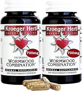 Sponsored Ad - Kroeger Herb Products, Wormwood Herb, Black Walnut, Clove, Quassia, Worm Wood Detox Cleanse - Wormwood Capsules, Non-GMO, Gluten Free, No Preservatives or Fillers - 200 Capsules, Made i