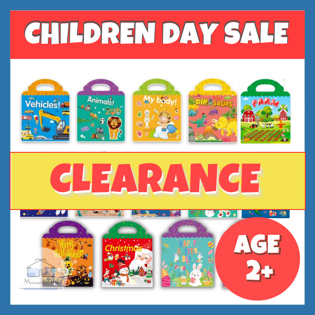 [CLEARANCE] Reusable First Sticker Books English Waterproof Reusable Learning Educational Kids Children Day Present